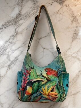 Anuschka Classic Hobo Studded Side Pockets